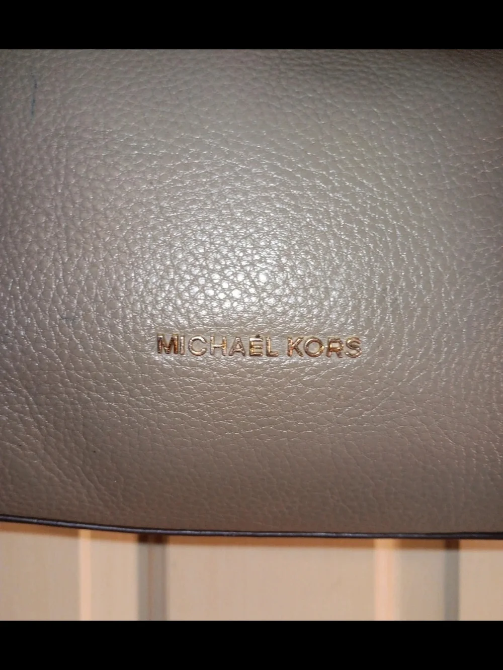 Michael Kors Taupe Pebbled Leather Shoulder Tote with Gold Hardware